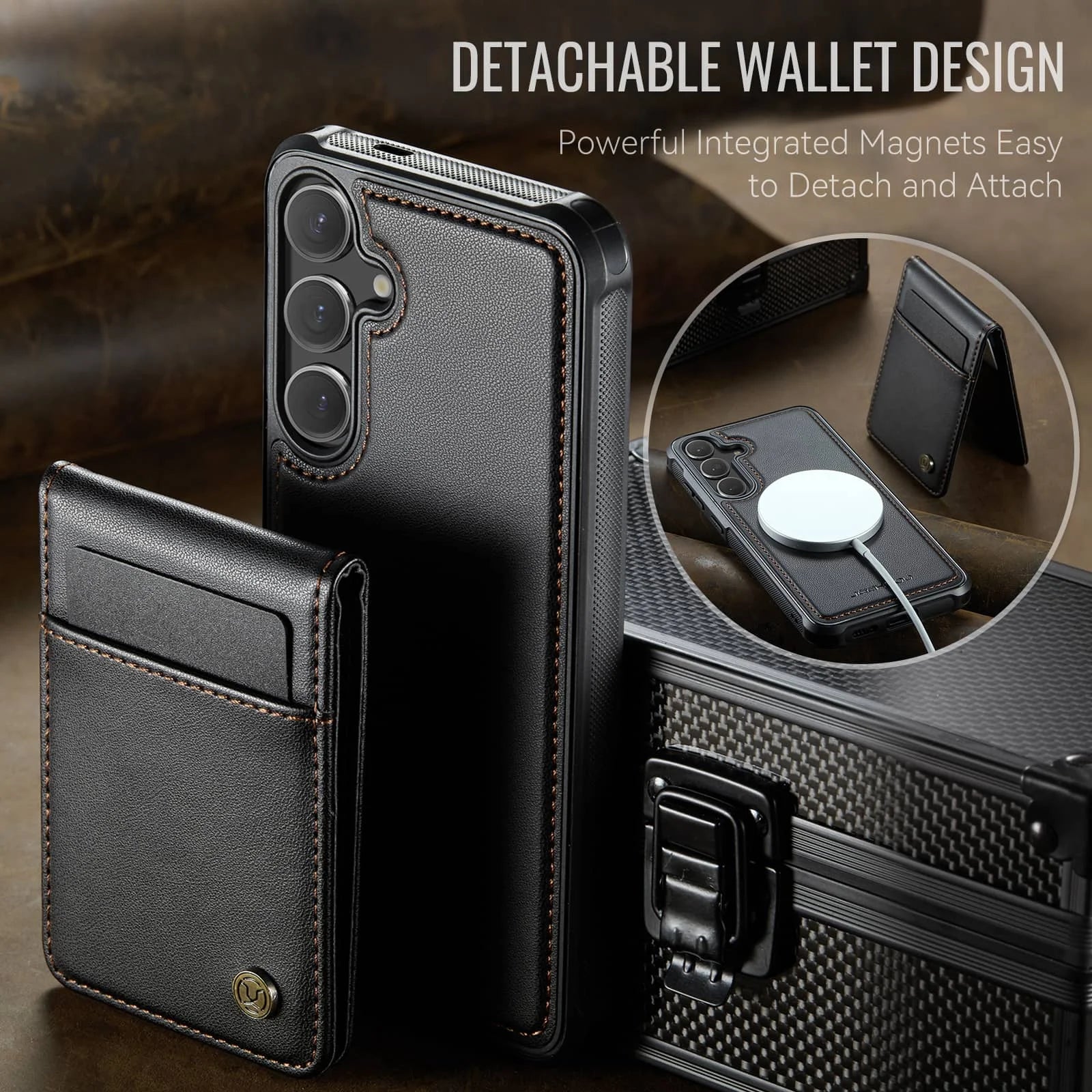 Magnetic 2 in 1 Detachable for Samsung Galaxy S25 S24 Ultra Wallet Case with Card Holder, Magnetic Flip Kickstand Credit Slots