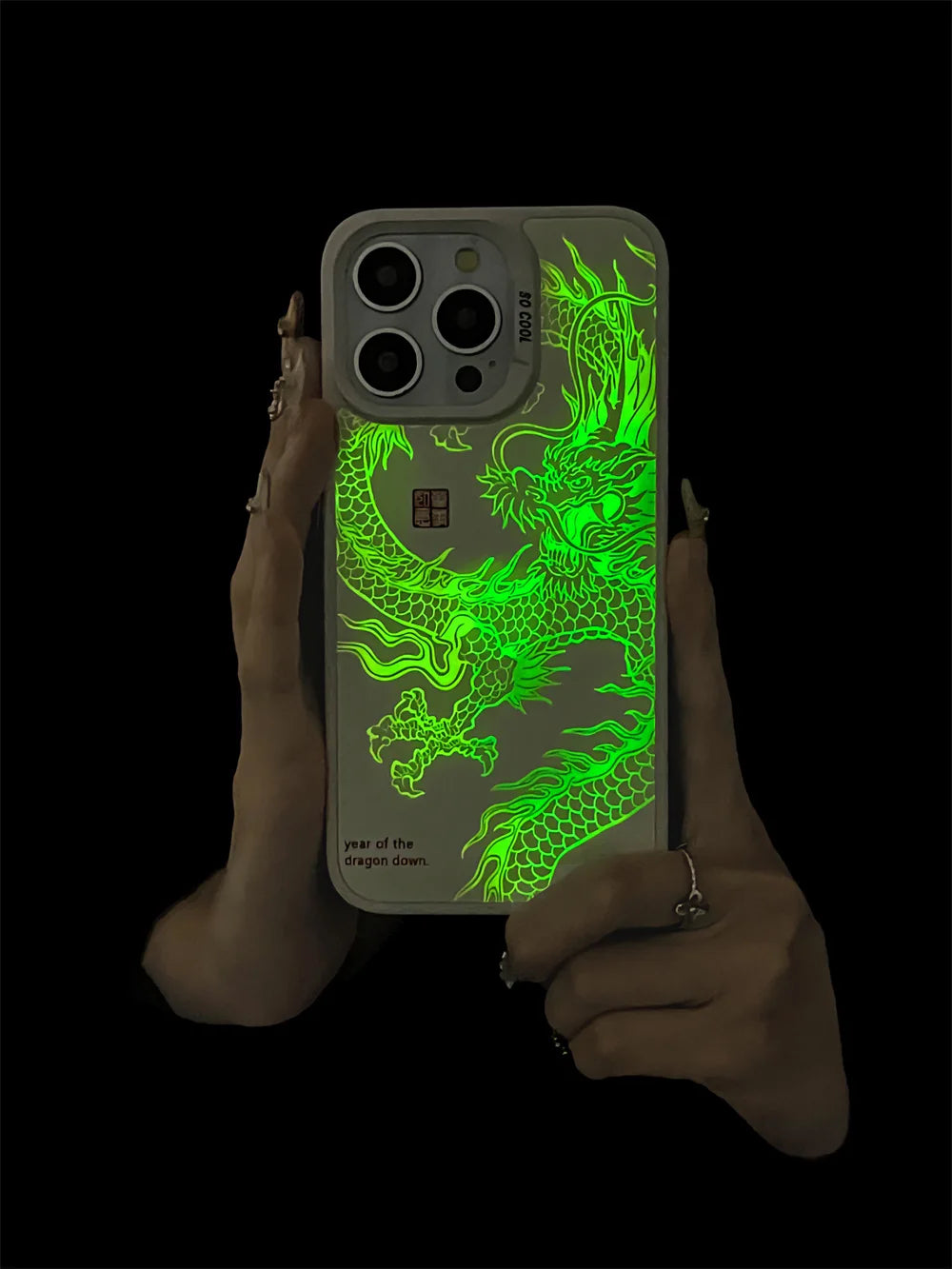 Luxury Fad Luminous Dragon Pattern Phone Case for iPhone 16 Pro Max 15 14 13 12 11 Shockproof Anti-Drop Glow in The Dark Cover