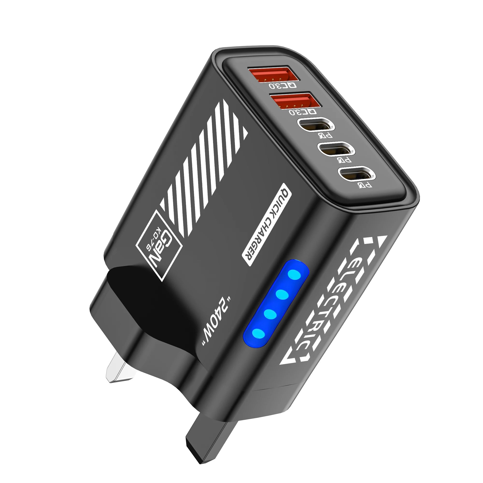 5 Port GaN Fast Charger 240W USB C PD Charger QC 3.0 Wall Adapter for iPhone Samsung Xiaomi Huawei Fast Charging EU US Plug LED