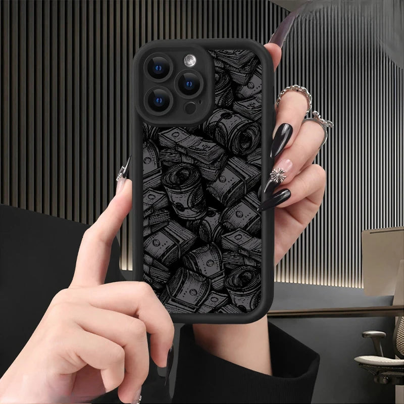 Banknote pattern phone case with soft silicone case for iPhone 16, iPhone 15 14 13 12 11 Pro Max XS X XR 7 8 15 16 Plus