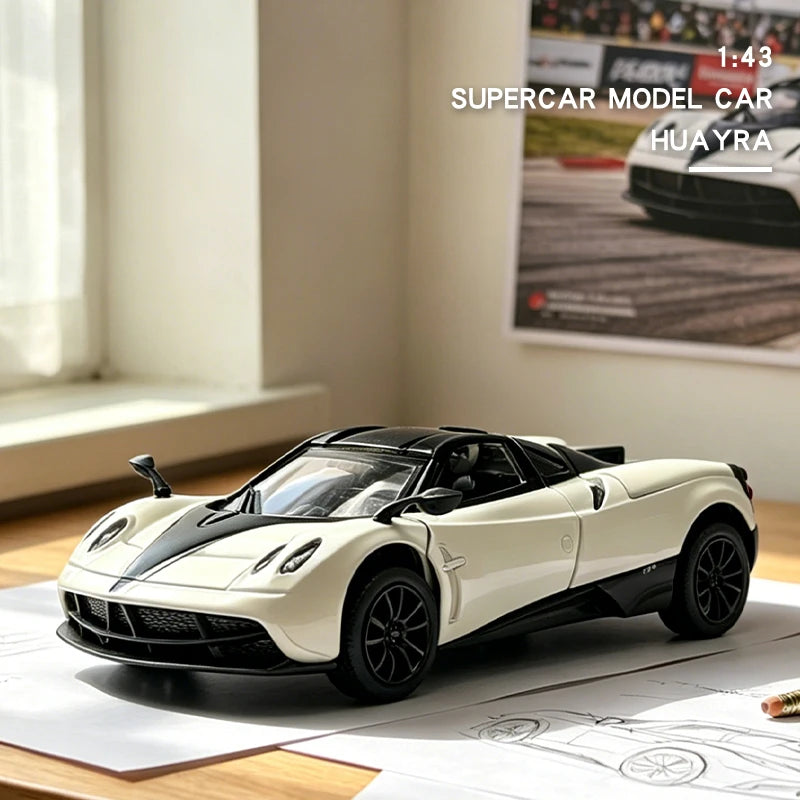 1:43 Alloy 3 Doors Open HUAYRA Die Cast Model Race Car Toy with Pullback Action Model Car for Collection and Ornament  Gift