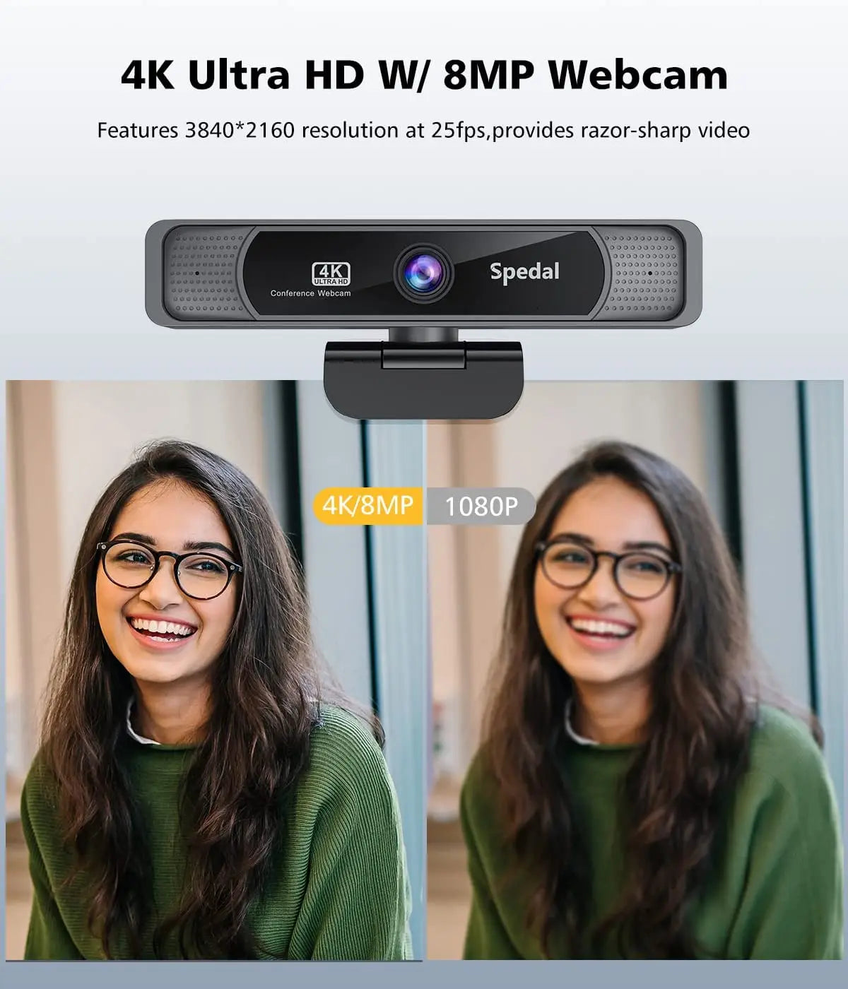 4K HD Webcam 30FPS with Microphone & Remote – 120° Wide Angle USB Camera for Streaming, Zoom, PC, Windows, Mac & Linux.