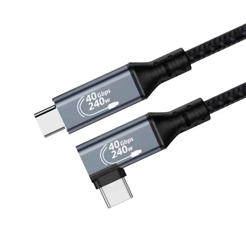Thunderbolt4 Cable USB4 Elbow 90 Degree Angle Cable PD240W 40Gbps Type-C Thunderbolt3 Data Charging Cable For Carplay Laptop SSD
