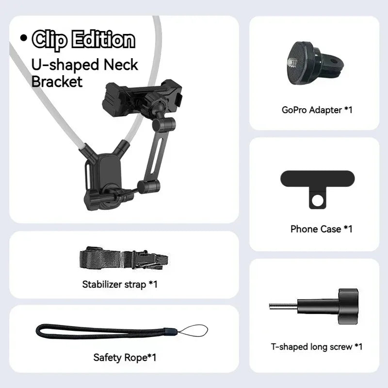Universal Neck Mount Phone Camera Holder,Magnetic And Clip Compatible With IPhone Samsung 360 Rotation Hands-Free For Video Live