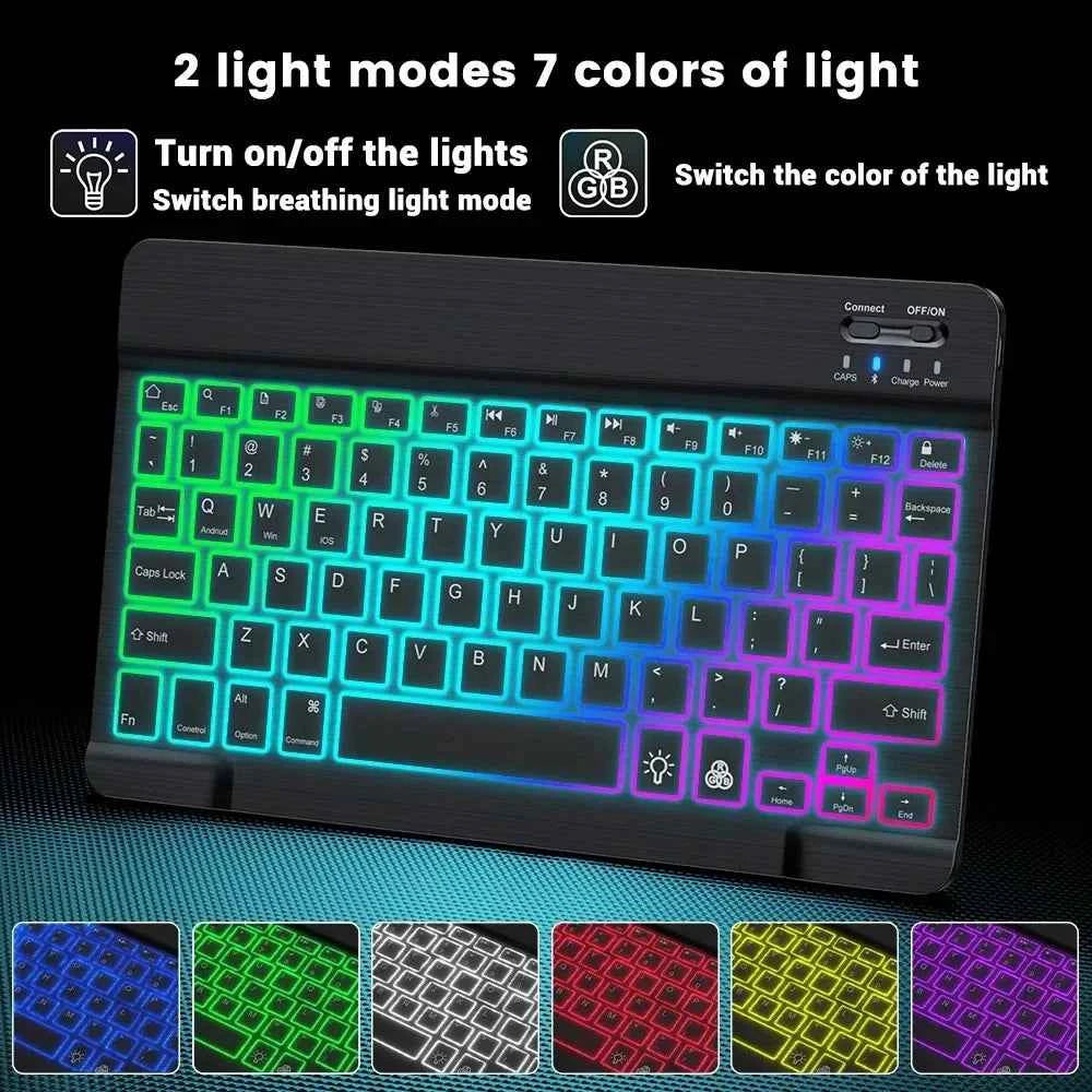Mini Backlit RGB Bluetooth Wireless Keyboard 2.4G Mouse For Tablet Cell Phone Windows Android iOS Ultra Light Slim iPad Keyboard