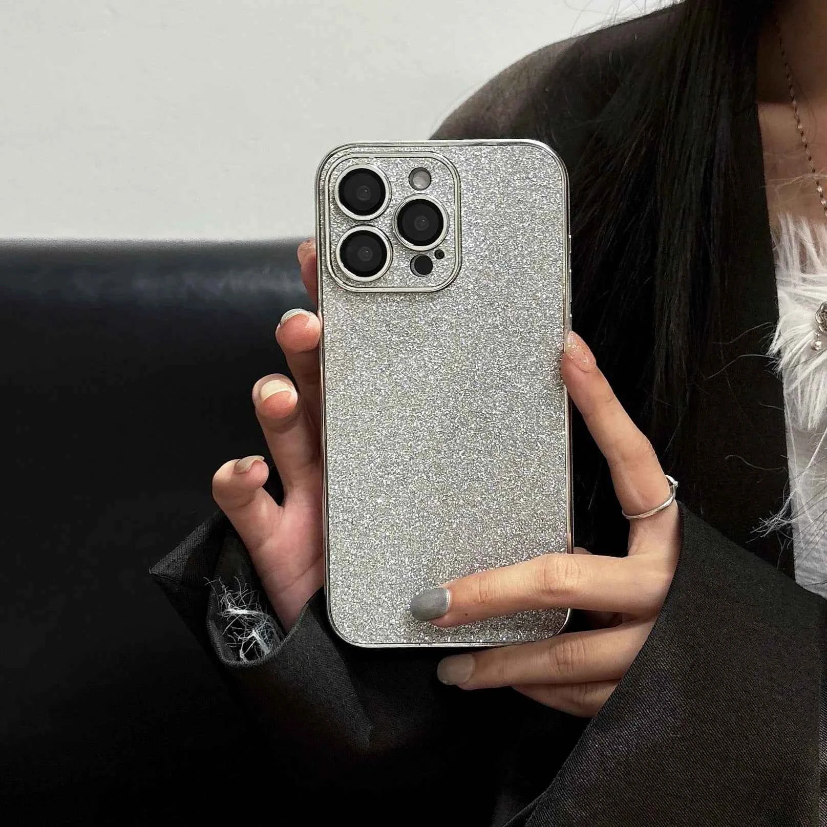 Luxury Bling Glitter Leather Case For iPhone 16 15 14 13 12 11 Pro Max Sparkling Soft Silicone Shockproof Plating Bumper Cover
