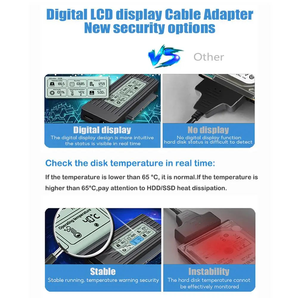 Hard Drive Recovery Kit External Hard Drive Reader Hard Drive Recovery Tool USB Hard Drive Adapter For Laptops Tablets Desktops