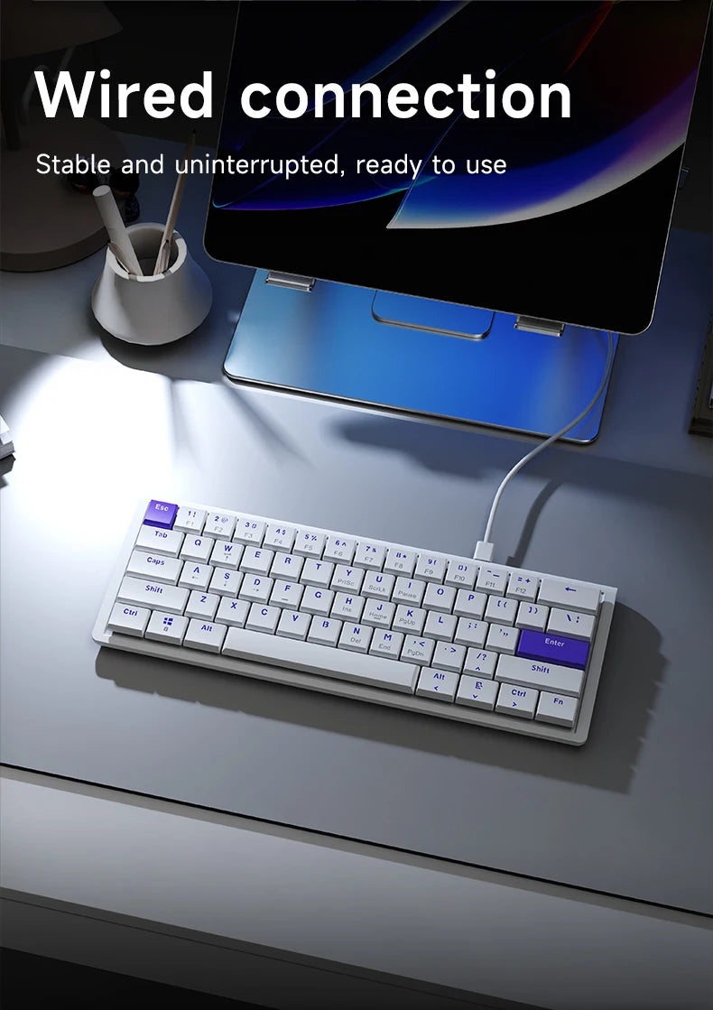 Ajazz NKL61 Wired And Matte Office Keyboard 61-Key Slim Body ABS Wired Office Keyboard Suitable For Office Use