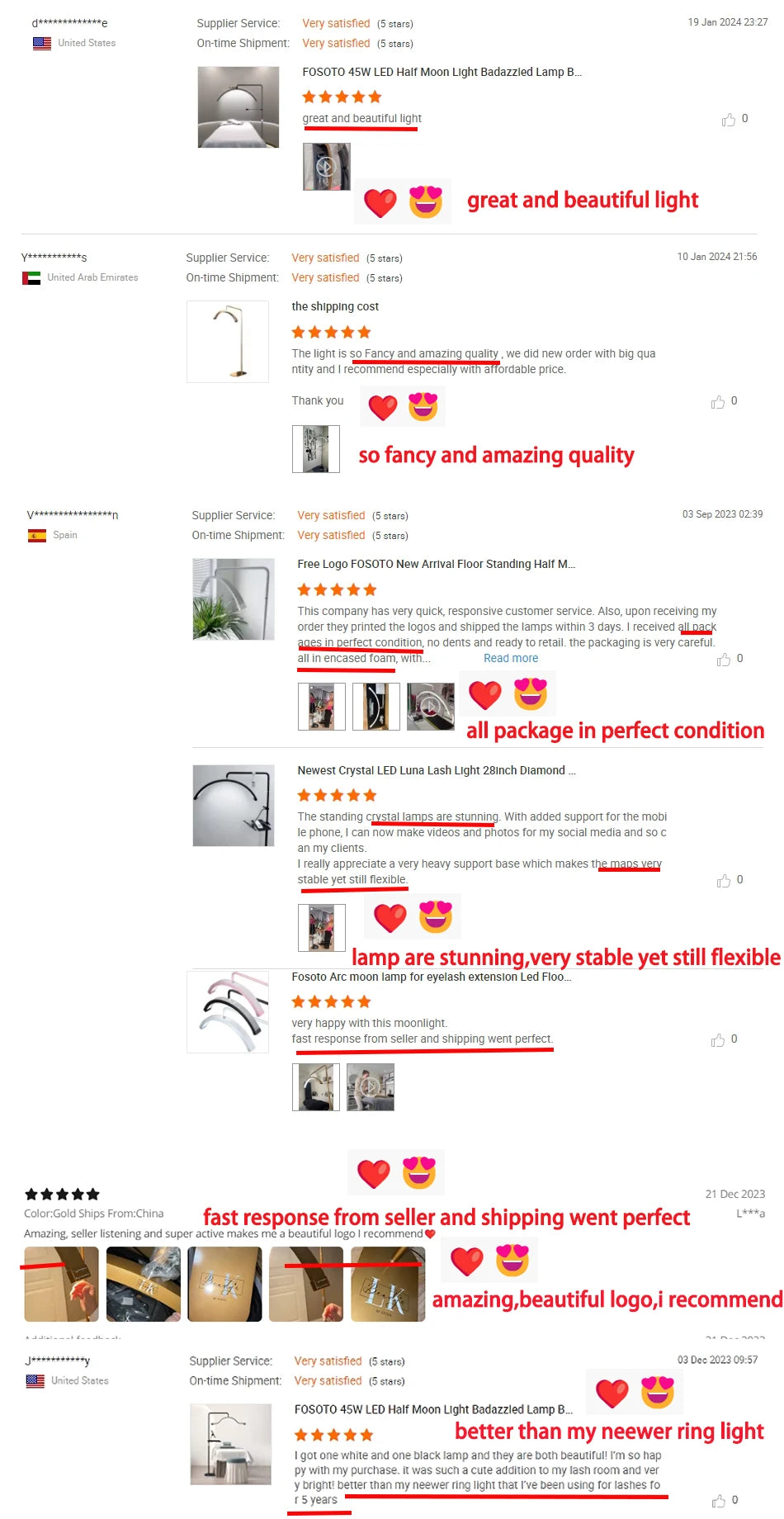 FOSOTO FT-Y9 28 Inch Led Lash Light Half-Moon Shaped Fill Lamp Light With Lamp Holder For Tattoo Beauty Salon Eyelash Haircut