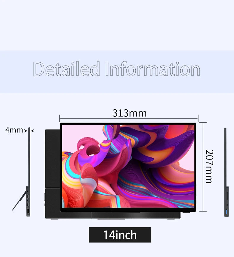 VCHANCE 14 Inch FHD Portable Monitor Metal Frame 1920*1200p 16:10 100%sRGB HDR Travelling Display for PC Xbox Switch ps5 Macbook