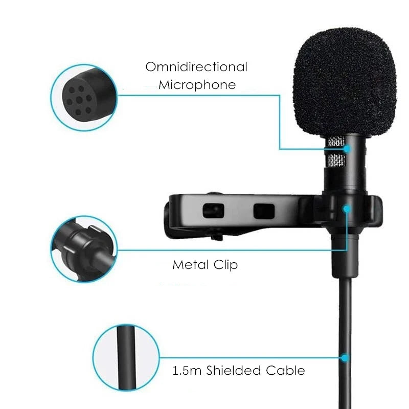 Portable Lavalier Mini Microphone Condenser Clip-on Lapel Mic Wired USB 3.5mm Type-C Microfon For Phone for Laptop PC Smartphone - WinSupport Tech