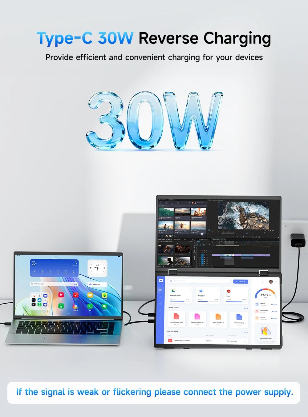 EVICIV Stacked Portable Monitor 15.6 Inch Dual Foldable Travel Display 1080P 100% sRGB USB-C HDMI Triple Laptop Screen Extender