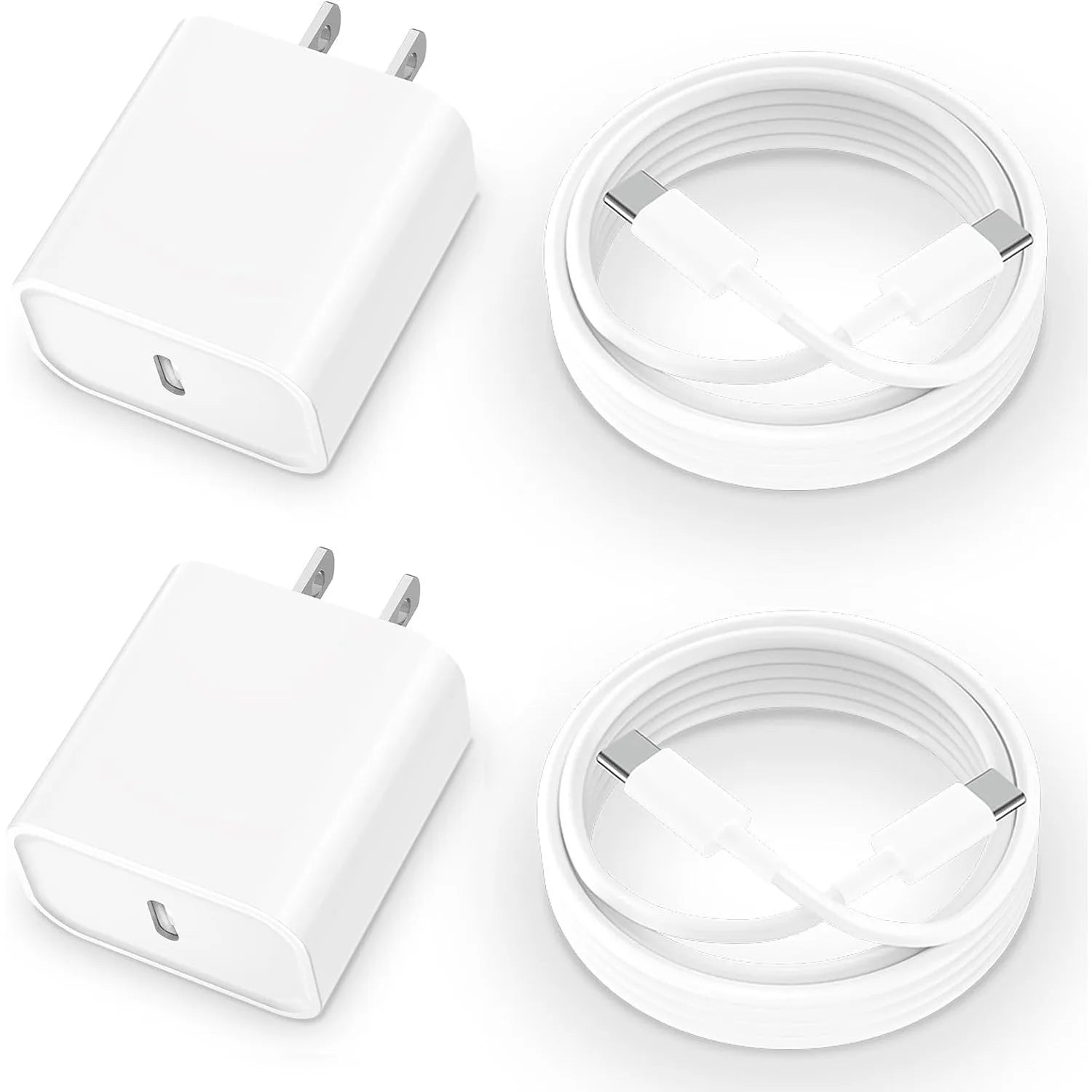 2Pack 20W Dual Port USB C Wall Charger USB A Quick Charging Block Plug with 6FT USB-C Cable for iPhone16/15/15 Plus/15 Pro Max