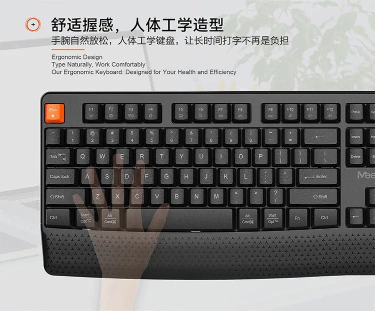 2.4G Wireless Keyboard Mouse Set For PC Laptop Ergonomic Low Noise Keyboard Mouse Combo 1600DPI Adjustable Mouse For Home Office