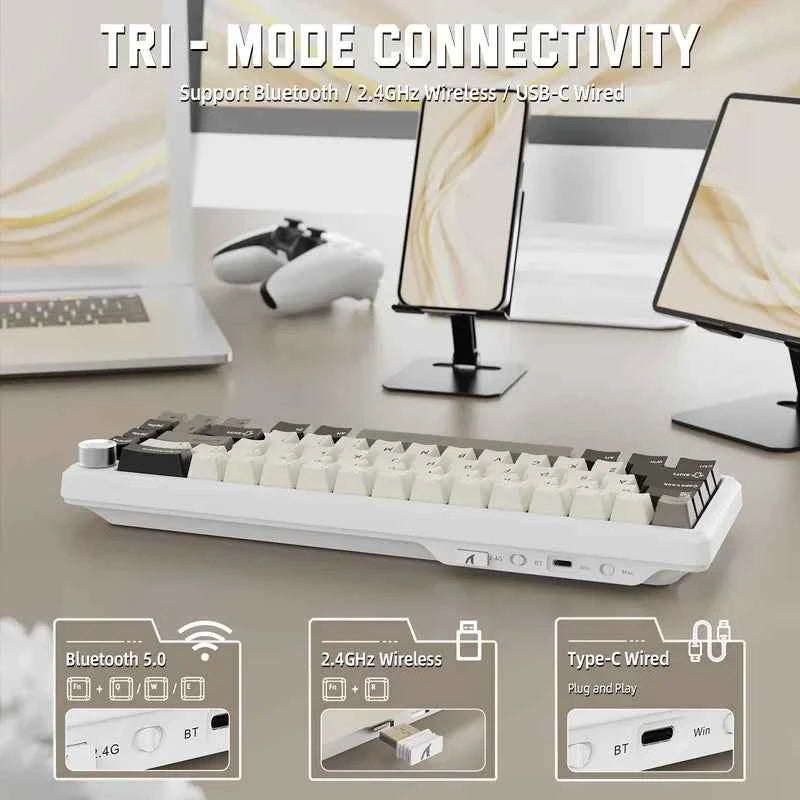 ATTACK SHARK X66 Wireless Mechanical Keyboard with Side Printed PBT Keycaps BT & 2.4G Wireless & Type -C Wired Hot-swap 16 Milli