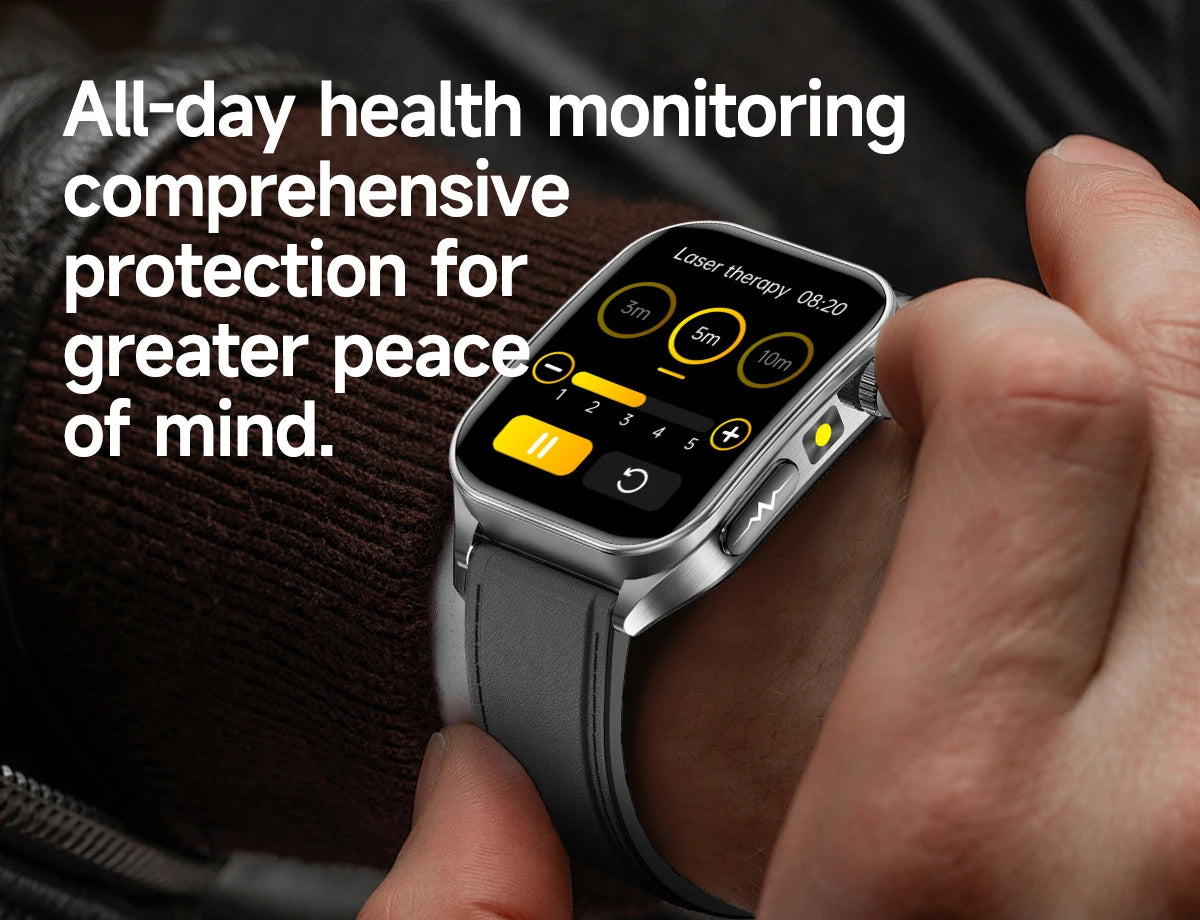 New Laser Treatment Three High Smart Watch Men ECG Heart Rate Uric Acid Health Tracker 1.95 inches Sapphire Glass SmartBracelet