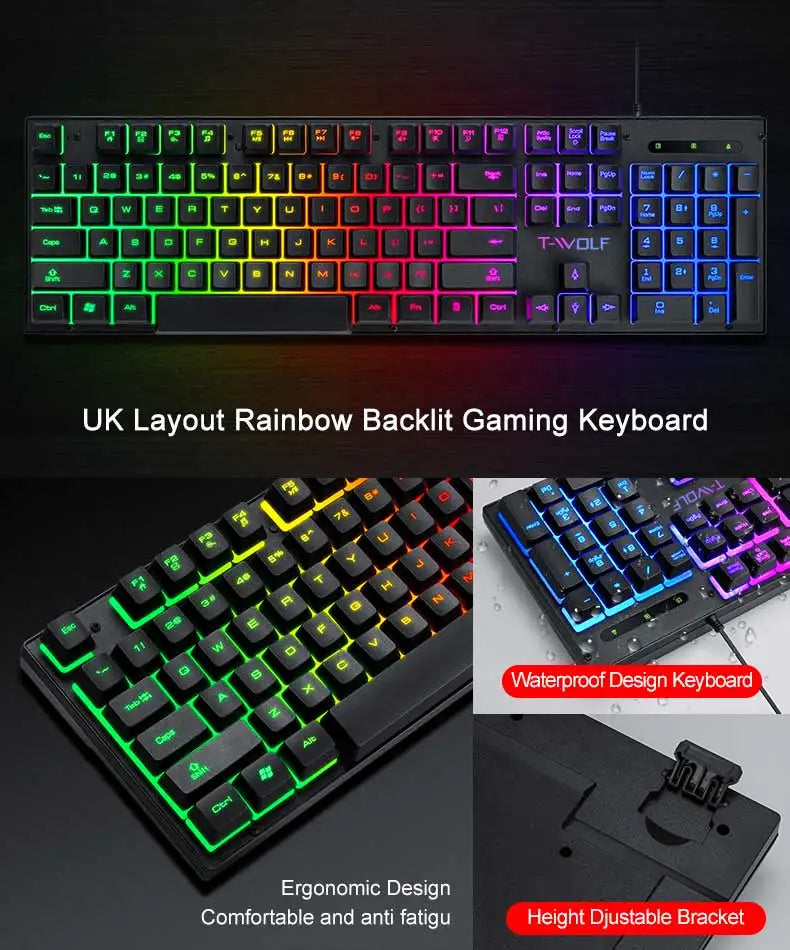 Electronic Sports Set  3 In 1 Wired Backlit Keyboard Gaming Mechanic Kit Waterproof Luminous 104 Key Keyboard Mouse Set 2025 NEW