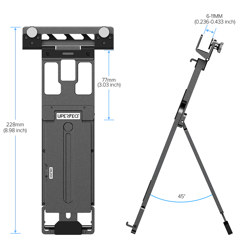 UPERFECT Floating Stacked Portable Monitor Stand for Flexible Dual Screen Setup Adjustable Aluminum Clamp For Laptop Screens