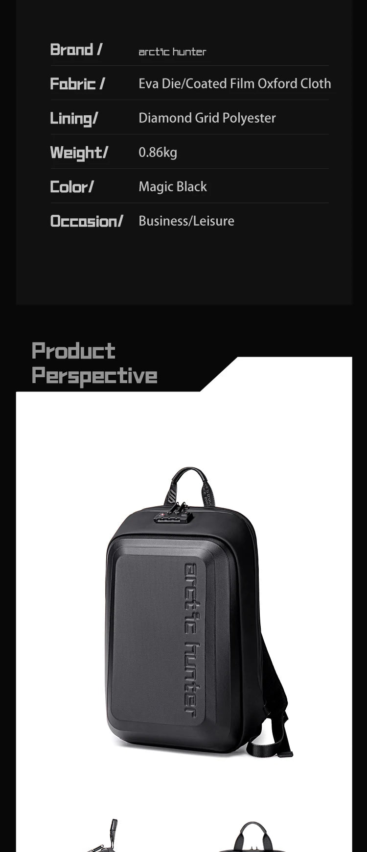 ARCTIC HUNTER Anti-Theft Mochilas Business Backpack Waterproof EVA Hard Shell Carbon Fiber Motorcycle USB Sports Backpack