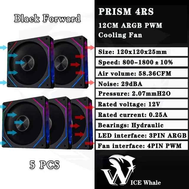 ICE Whale Prism 4RS ARGB PC Case Fan 120mm Infinity Mirror Design Motherboard Lighting Sync 4PIN PWM CPU Fan