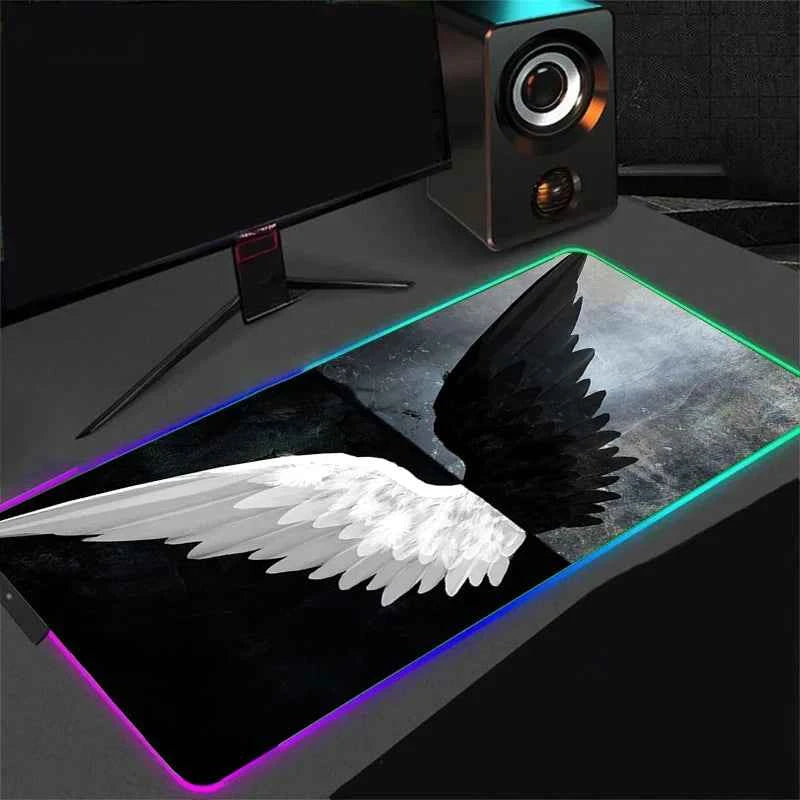 Extra large size RGB luminous black and white line 90x40cm gaming mouse pad, large gaming table mat, suitable for gamers