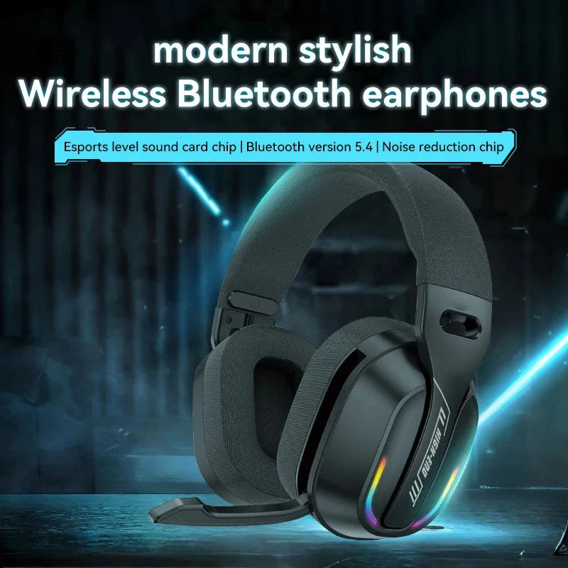 B500 Over Ear Wireless Headphones RGB Gaming Headset Bluetooth 5.4 Low Latency Deep Bass 60H Playtime for Gamer