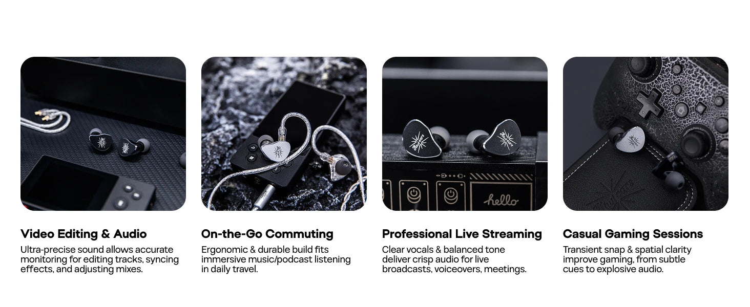 Linsoul Kiwi Ears Belle 10mm DLC Dynamic Driver IEM Hifi Earphones with Precision Meets Exciting Sound Signature