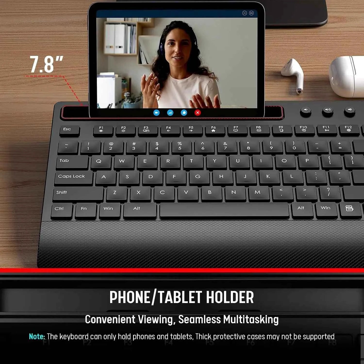 SGIAWETA-KM31 Wireless Keyboard and Mouse Combo - Full-Size Quiet Typing with Palm Rest, Phone Holder-birthday
