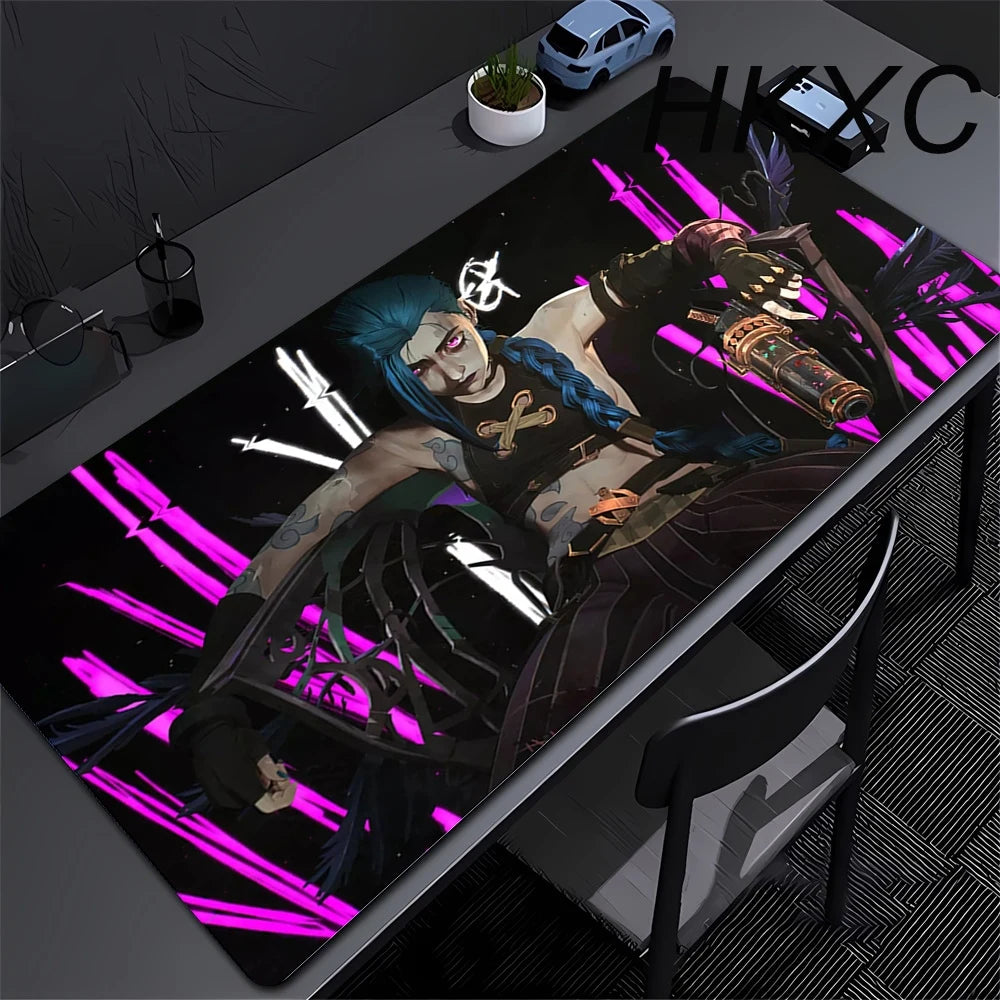 Gamer Arcane Desk Mat Large Mousepad Gamer Accessories PC Computer Keyboard Deskmat ALeague of Legends Jinx Rubber Big Mouse Pad