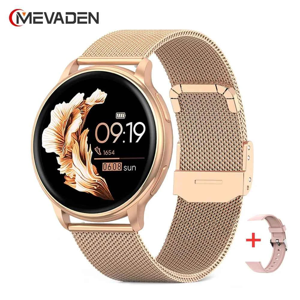 MEVADEN 1.32 inch Luxury Smartwatch Bluetooth Call Women Fashion Sports Fitness Tracker Health Monitor Smart Watch for Ladies