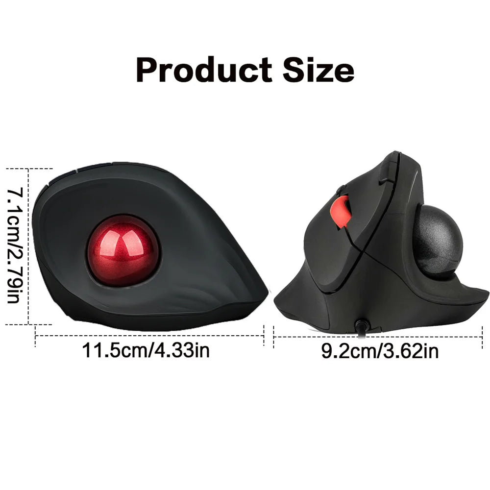 JOMAA Wired Trackball Mouse Vertical Ergonomic Mice Thumb Control Smooth Tracking Roller Ball Tilt Scroll Computer Mouse