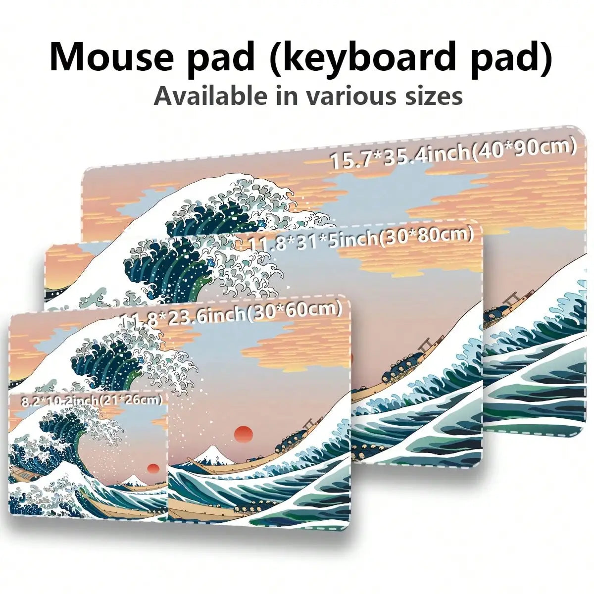 XXL Gaming Mouse Pad Featuring A Black-And-White Wave Art Design; Washable Surface; Stylish Rectangular Desk Mat Suitable For Desktops, Laptops, Office Work