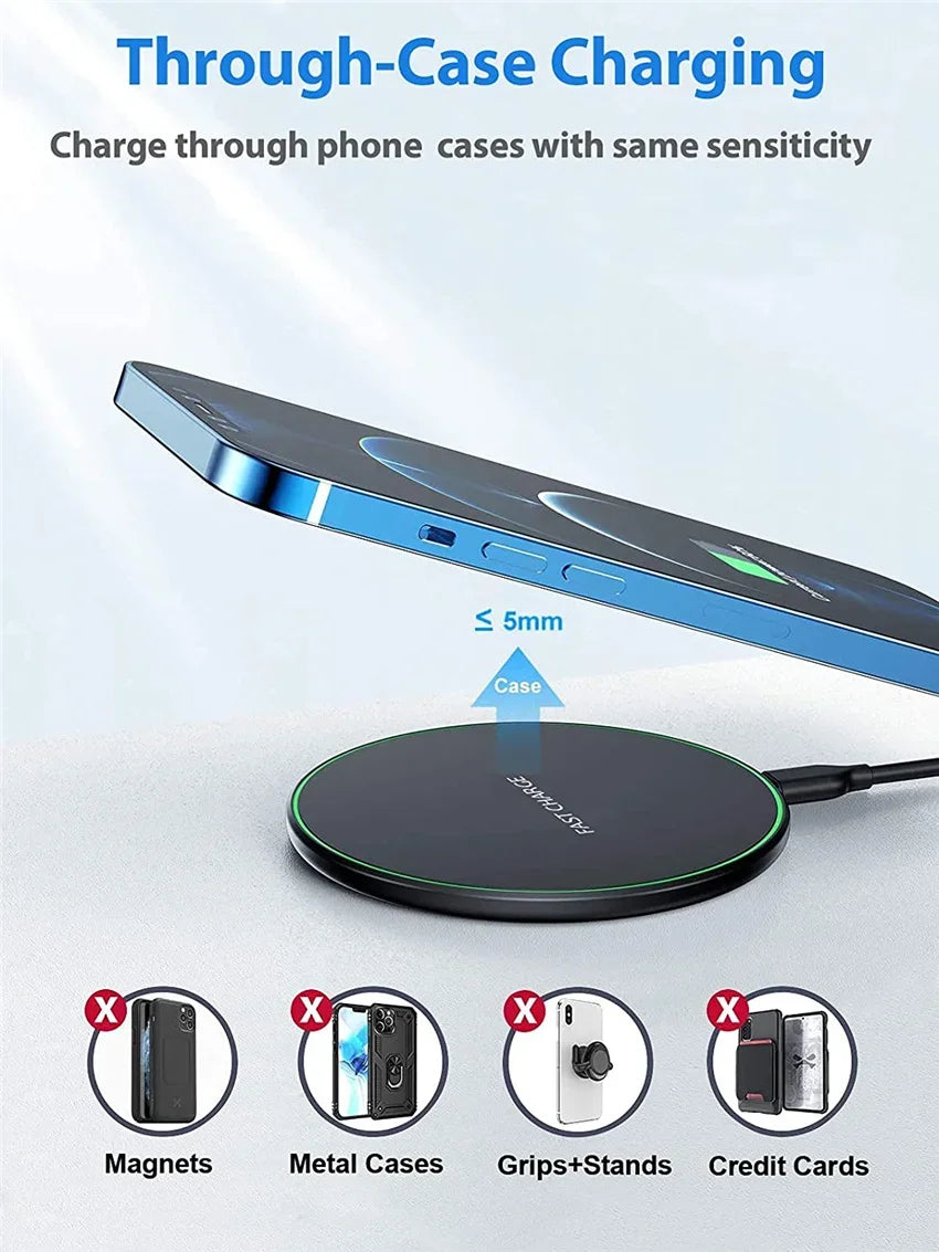 30W Wireless Charger for IPhone17 16 15 14 13 12 X XR XS Max 8 for Samsung S24 S23 S22 S10 S20 Note10 20 Xiaomi Huawei Phone