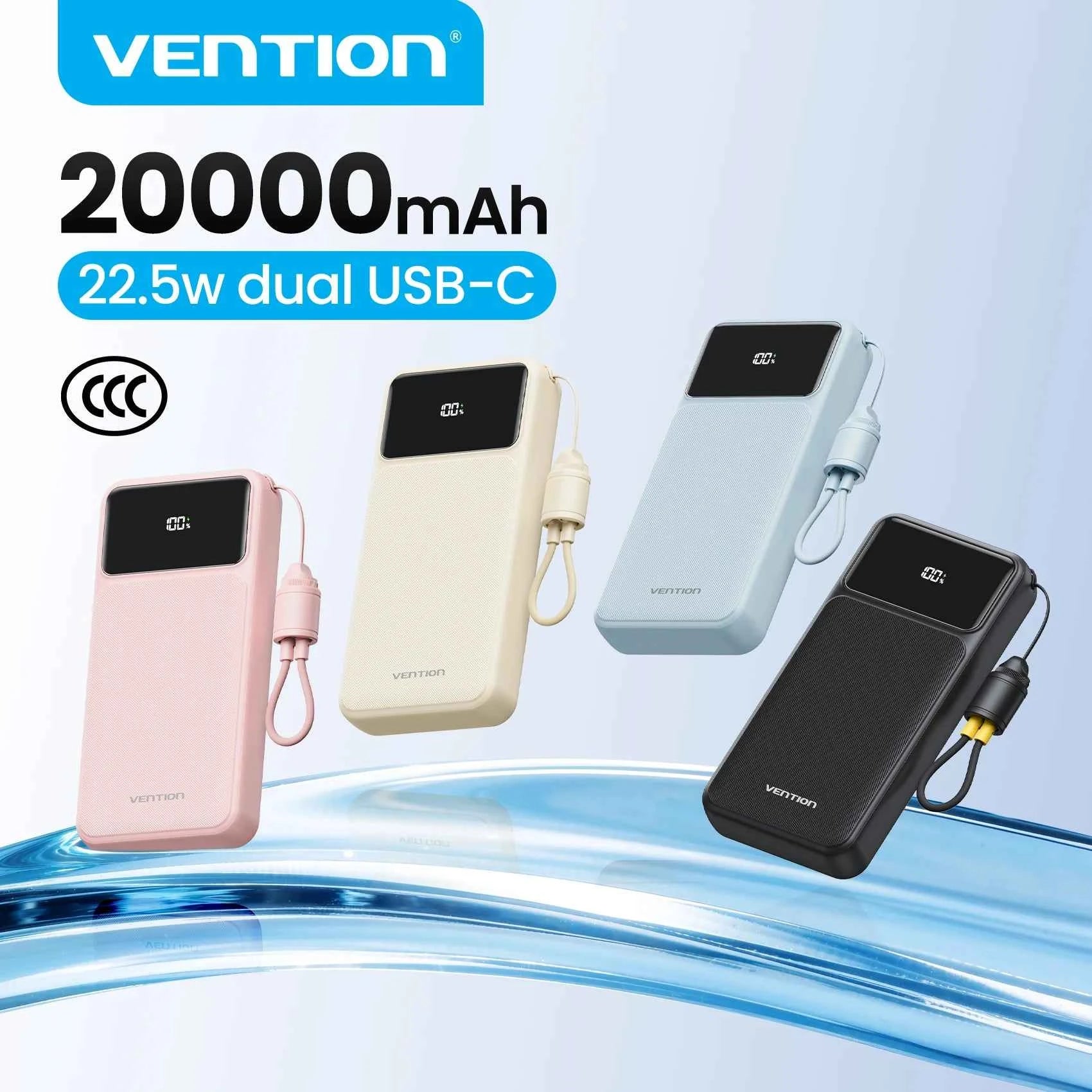 Vention CCC 20000mAh 22.5W Power Bank Portable Fast Charger for Xiaomi iPhone Samsung Spare Battery 3C Certified Powerbank