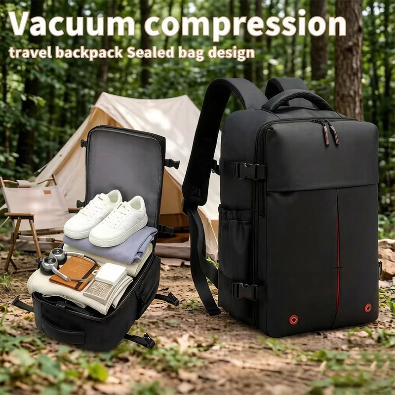 Vacuum-compressed Women's Multi-functional Backpack, Equipped with A Vacuum Pump and Smooth Zippers, Suitable for Business Trave