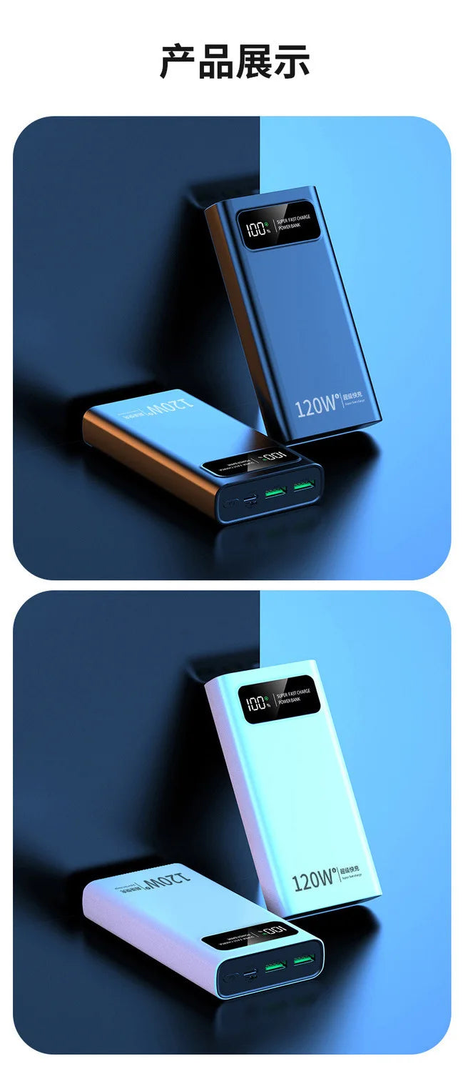 2026 CCC Certified 200000mAh 740Wh 120W Super Fast Charging Power Bank LED Digital Display Long Lasting for iOS Android Laptops