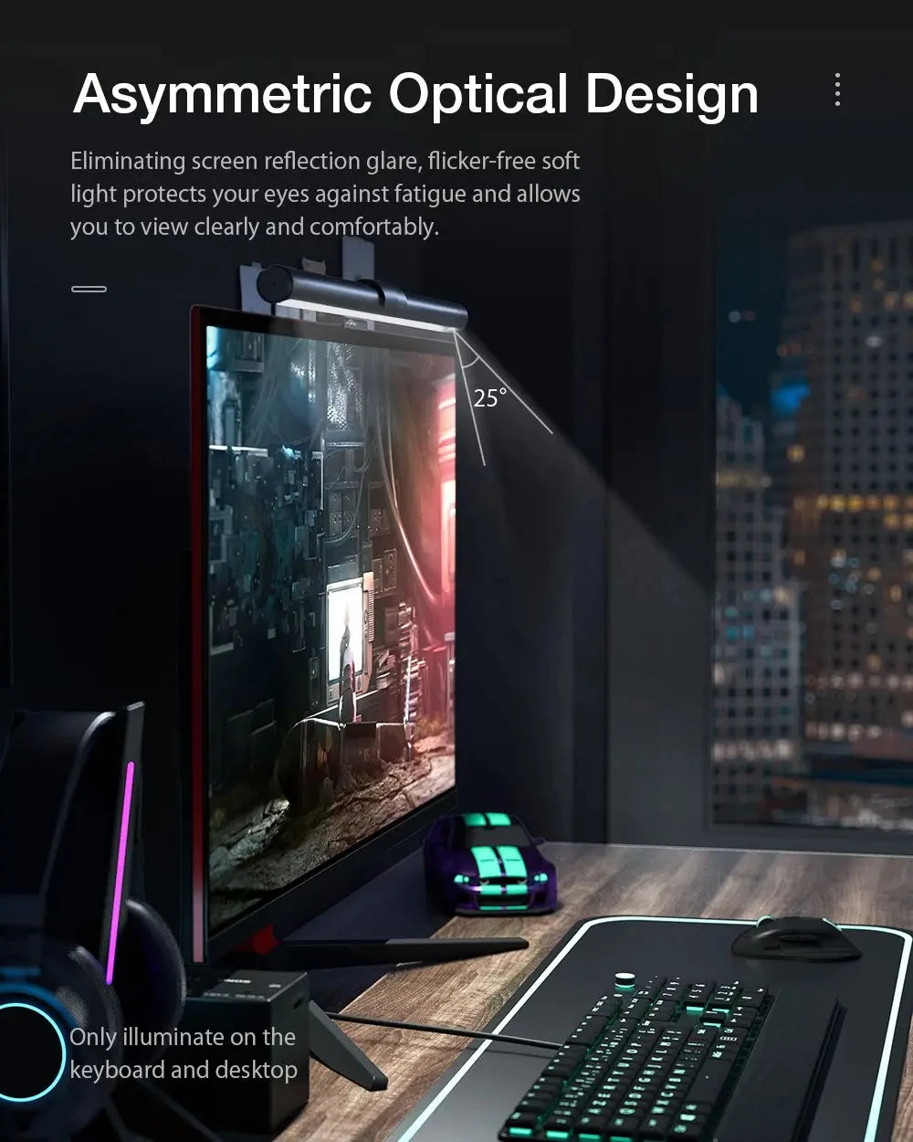 Wisciton RGB Desktop Atmosphere Light, Strip LED, Eye Protection, Learning/Reading, Hanging Light - WinSupport Tech