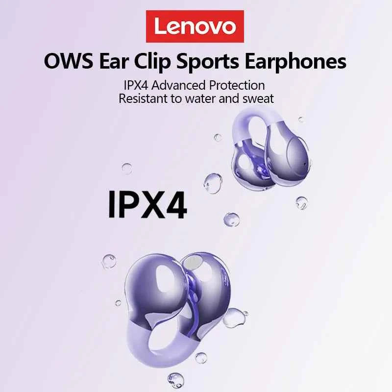 Lenovo LP25 PRO Bluetooth 5.4 Headphones Ear Clip Sport Wireless Headset Long Battery Life Noise Reduction Earphones HD Mic Call