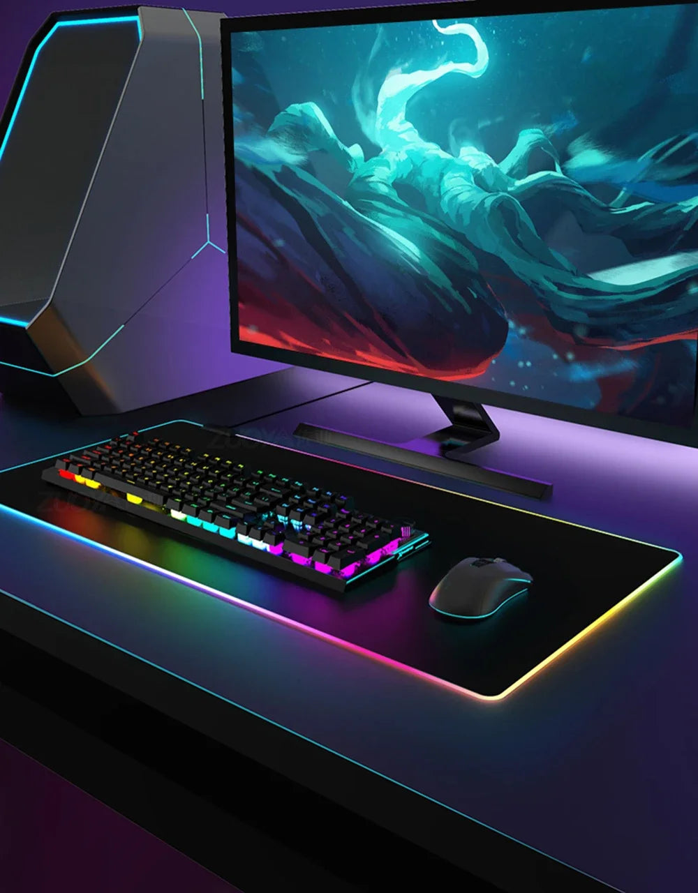 Redragon RGB LED Gaming Mouse Pad Rug Cool Anti-skid Keyboard Mat Computer Desk Accessories Mousepad Luminous Laptop Game Mats
