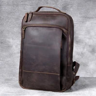 Vintage Crazy Horse Genuine Leather Backpack Men Bagpack Cowhide Hiking Backpack 17