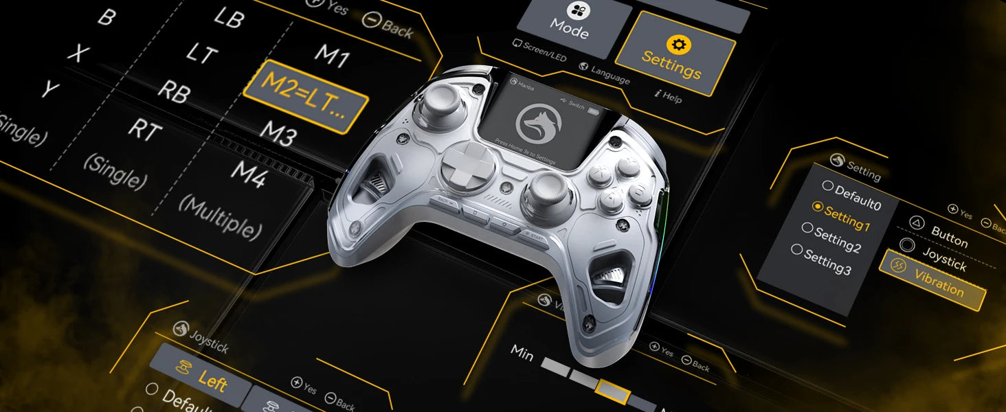 Mamba One V2 Screen Interactive Wireless Gaming Controller for iOS/Android/Switch/PC  Hall Effect,1800mAh with Charging Dock