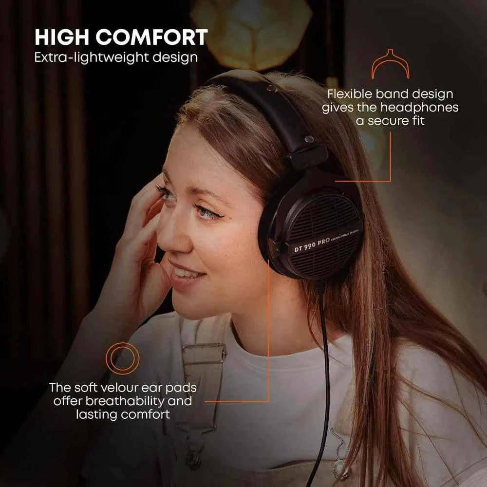Beyerdynamic DT 990 Pro Open Back Headphone Premium HiFi Audio Comfort Wired Headset for Studio Mixing Gaming Daily DT990 Pro