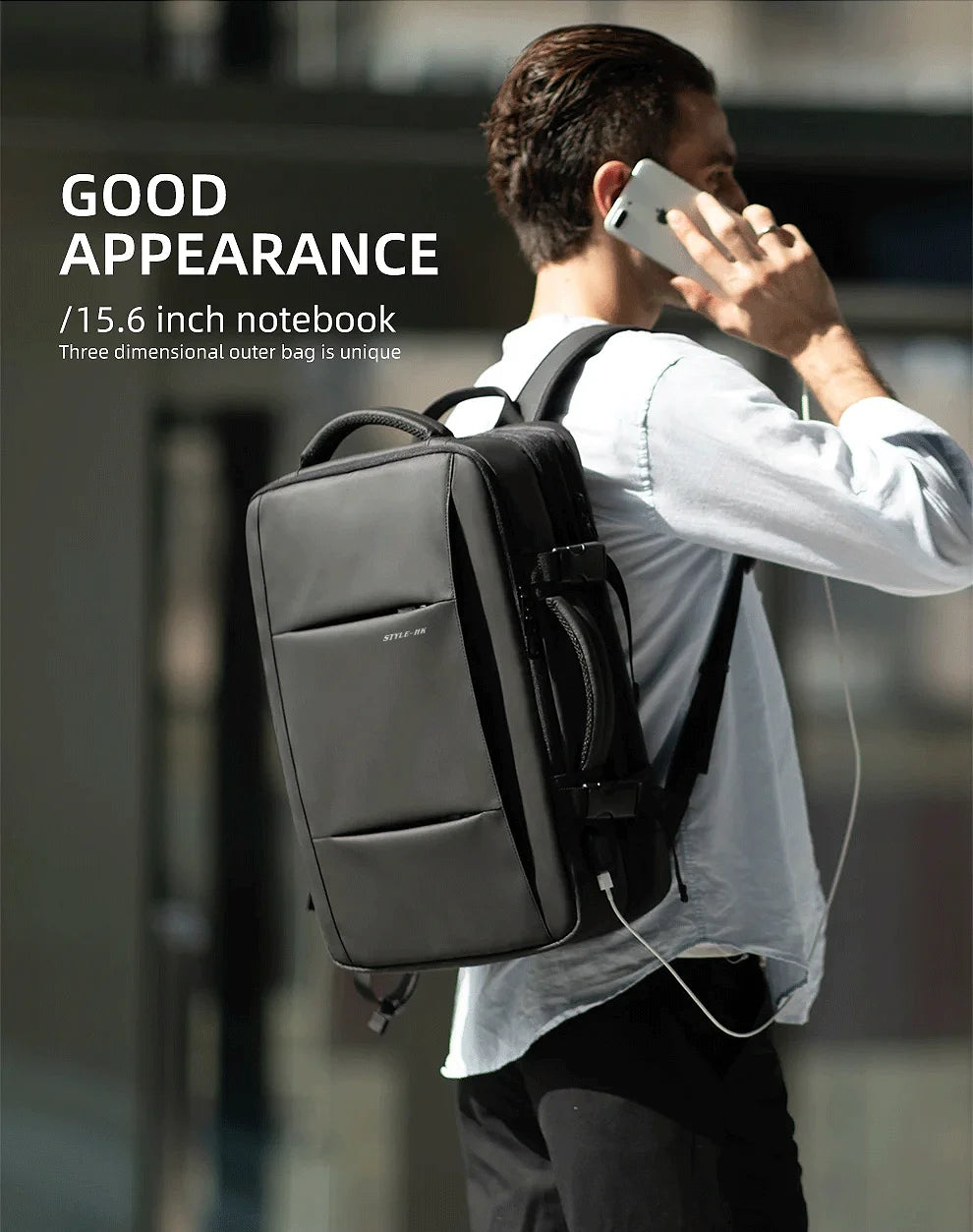 Heroic Knight Travel Laptop Backpack 15.6 Inch – Expandable Waterproof Business Backpack for Men, USB Charging Port, Large Capacity School & Work Bag
