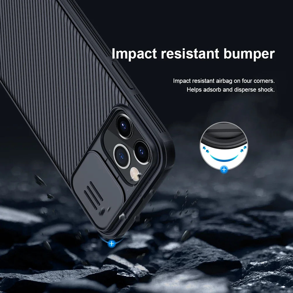 for Apple iPhone 14 13 12 Pro Max Phone Case,NILLKIN Camera Protection Slide Protect Cover Lens Protection Case for iPhone 12 5G