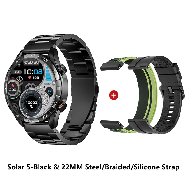 HAYLOU Solar 5 Smartwatch 1.58'' AMOLED Display 60Hz Refresh Rate 24H Health Monitoring Voice Calling 100+ Sports Modes Black/Silver