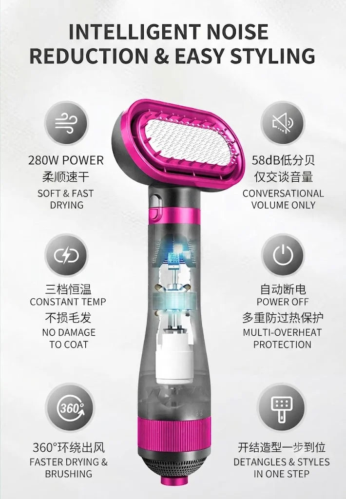 Pet Hair Dryer Dog Grooming Home Pet Products Silent Non-Hurting 280W Drying Hair Dryer Comb for Dog Hair Dryer