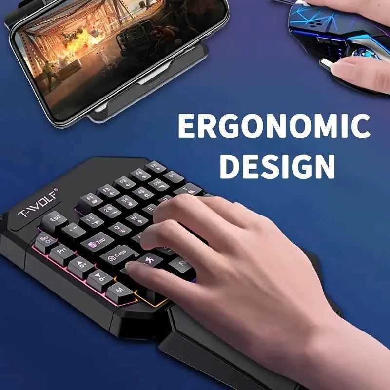 2 in1TF900 Gaming Keyboard and Mouse Set Ergonomic Wireless Gaming Keyboard 7 RGB Backlighting,  for PUBG Mobile Games /Laptop