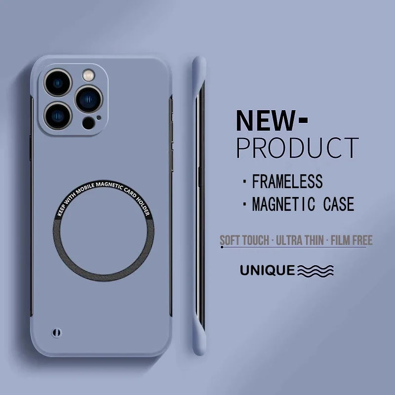 Ultra Thin Matte Hard PC Magnetic Frameless Color Phone Case For iPhone 17 Air 16E 16 15 14 Plus Pro Max 17 Pro Max Cover Cases