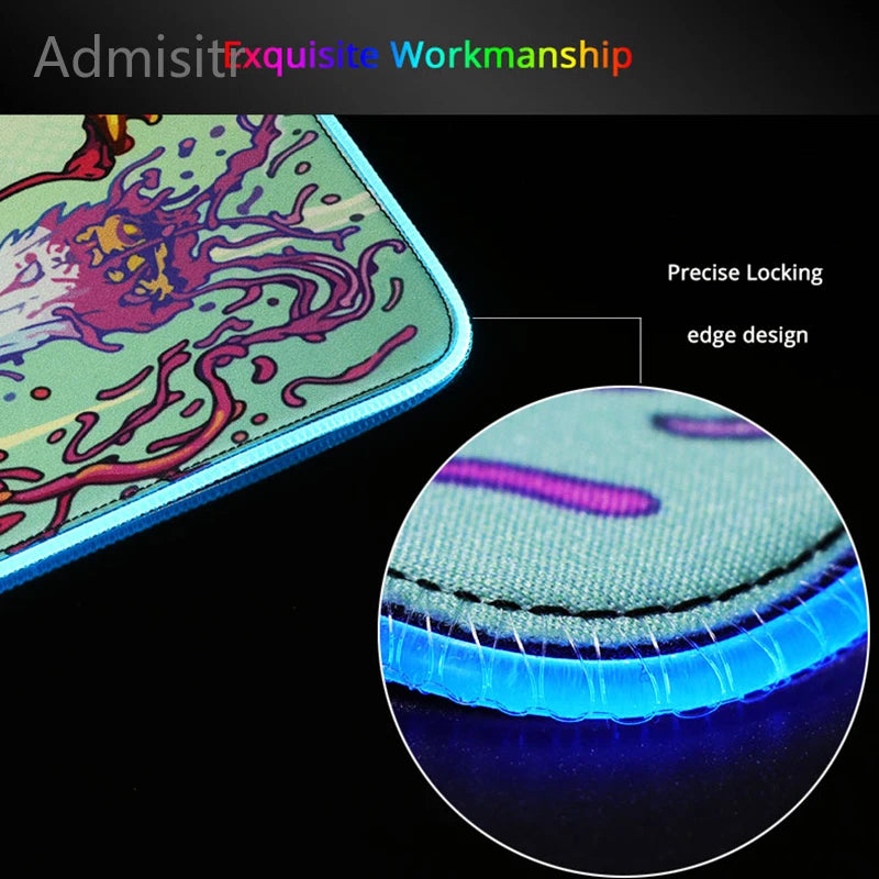 LED Desk Mat Black and White Lines RGB Computer Mouse Pad Gamer Cabinet Luminescence Abstract Mousepad Keyboard Gaming Deskmat