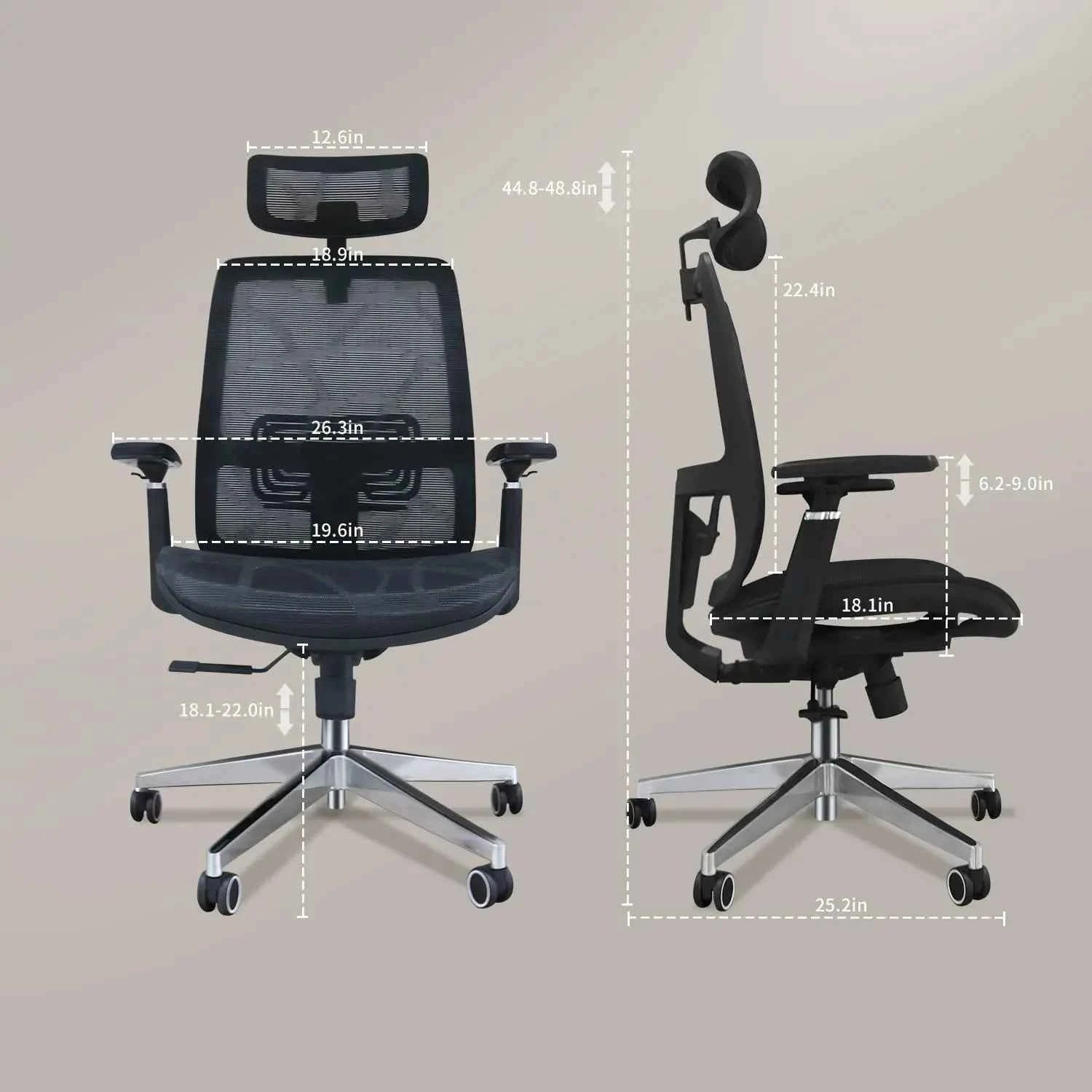 Ergonomic Mesh Adjustable Lumbar Support Office Chair 120°Tilt High Back Comfortable Computer Chair with Soft Flip Up Arms